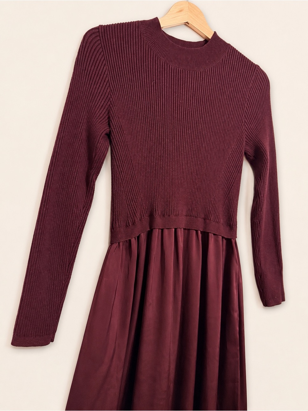 Taylor Ribbed Knit Sweater in Burgundy - Picture 2 of 8